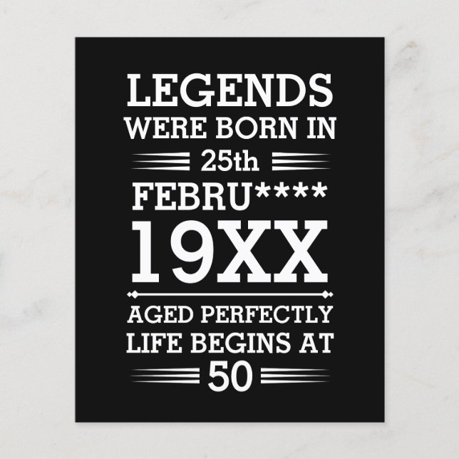 Lámina Leyendas personalizados nacieron en la edad de mes (Anverso)