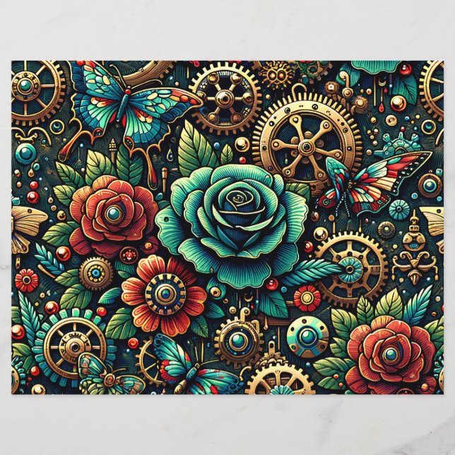 Lámina Libro de apuntes de doble cara con tema de Steampu (Anverso)