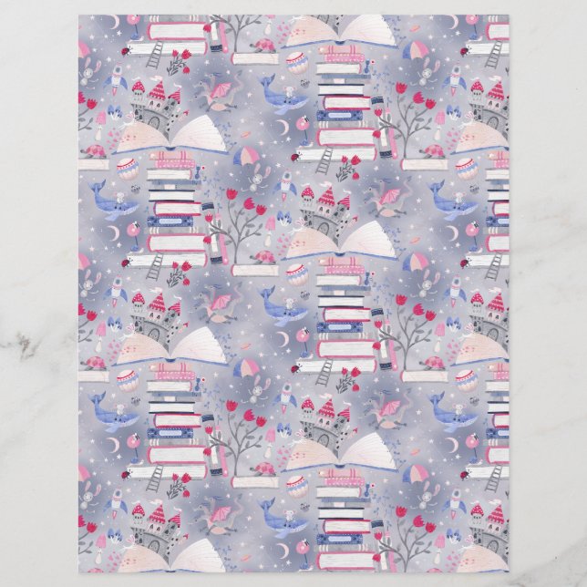 Lámina Libro de cuento de hadas Castillo Papel Gray Scrap (Anverso)