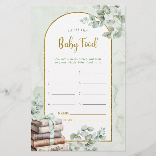 Lámina Libro de cuentos verde adivina los juegos de comid (Anverso)