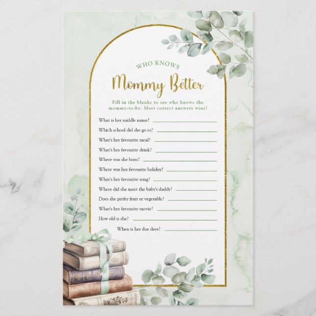 Lámina Libro de cuentos verde que conoce a mamá mejores j (Anverso)