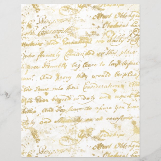 Lámina Libro De Escritura A Mano Antiguo De Plata Dorada  (Anverso)