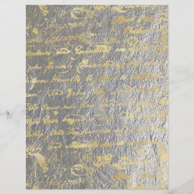 Lámina Libro De Escritura A Mano Antiguo De Plata Dorada  (Anverso)