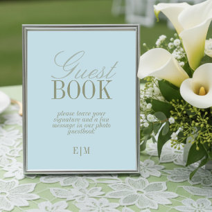 Lámina Libro de firmas de boda con papel de citricos azul