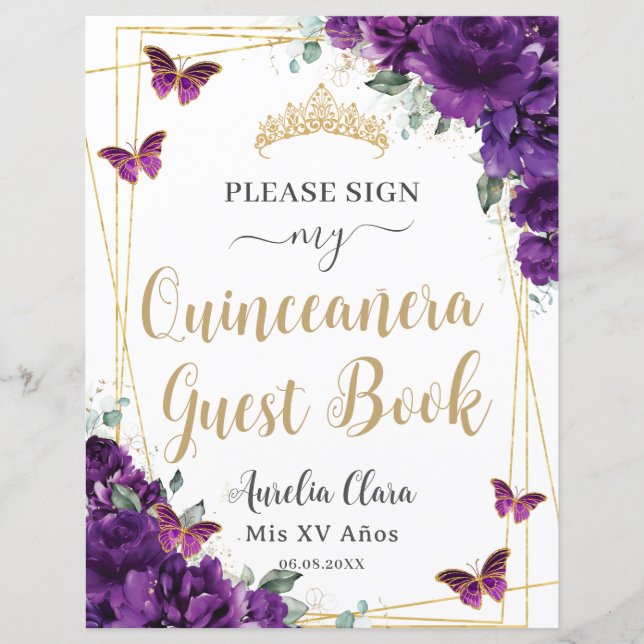 Lámina Libro de invitado de 15 cumpleaños de Budget Dark  (Anverso)