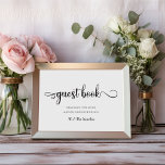 Lámina "Libro de invitados" Rótulo Boda moderno blanco ne<br><div class="desc">El moderno cartel de la mesa del Guest Book para tu recepción o fiesta de moda en blanco y negro. Desplácese hacia abajo para ver los productos coincidentes que pueda disfrutar.</div>