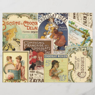 Lámina Libro de notas de chocolate francés vintage