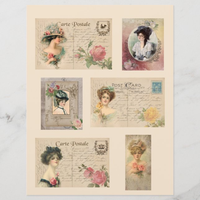 Lámina Libro de postales para damas victorianas de época (Anverso)