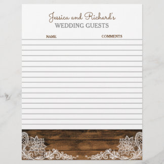 Lámina Libro de visitas de los Bodas de madera y encaje r