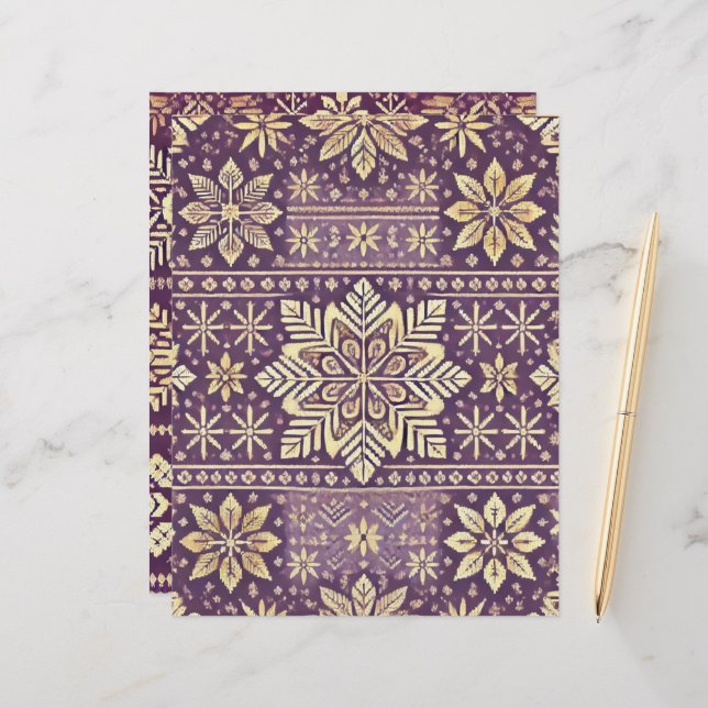 Lámina Libro Escandinavo de invierno morado y dorado (Anverso/Reverso In Situ)