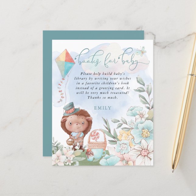 Lámina Libros De Hedgehog De Budget Boy Para Baby Shower  (Anverso/Reverso In Situ)