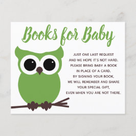 Lámina Libros para Baby Green Owl Baby Shower Insert