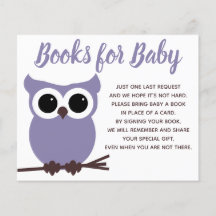 Libros para Baby Purple Owl Baby Shower Insert