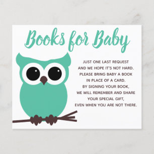 Lámina Libros para Bebé Lechuza Verde azulada Baby Shower
