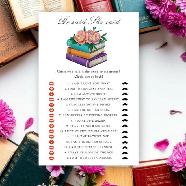 Lámina Libros para ducha de novia - Juego de él dijo ella (Subido por el creador)