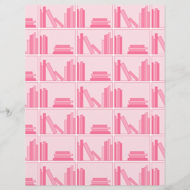 Lámina Libros rosas en una estantería. (Anverso)