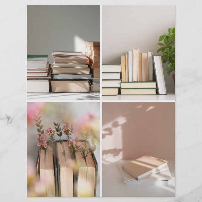 Lámina Light Academia Cozy Book Collage Scrapbook Paper (Anverso)