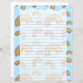 Lámina Light Blue Kawaii Rainbow Stationery Paper