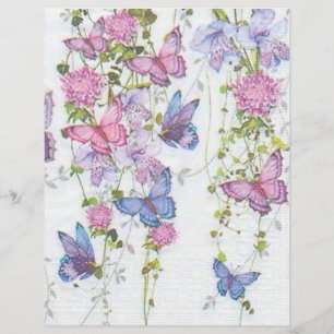 Lámina Lilac Blue Butterflies Papel de cuadernillo