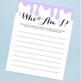 Lámina Lilac Ice Cream Bridal Shower "¿Quién soy?" Juego