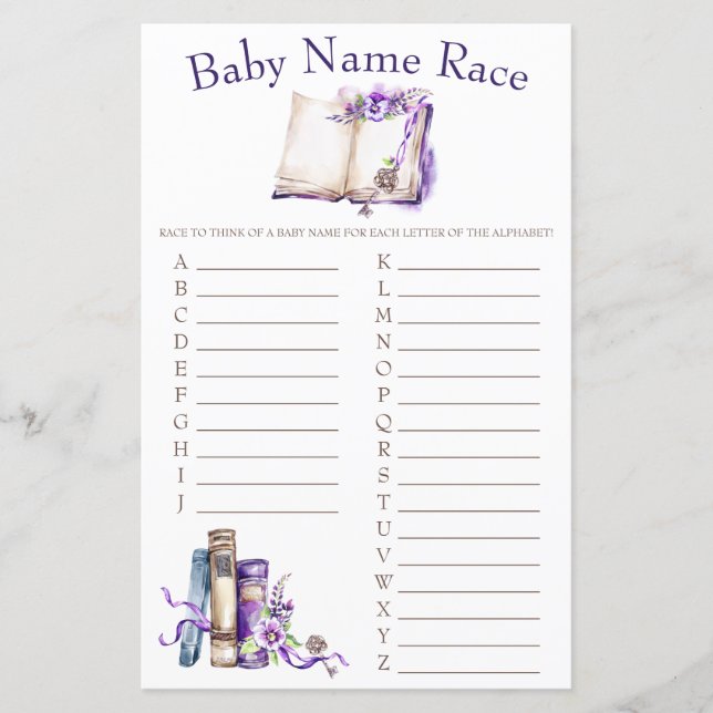 Lámina Lilac Nuevo Capítulo Baby Name Race Juego de Baby  (Anverso)
