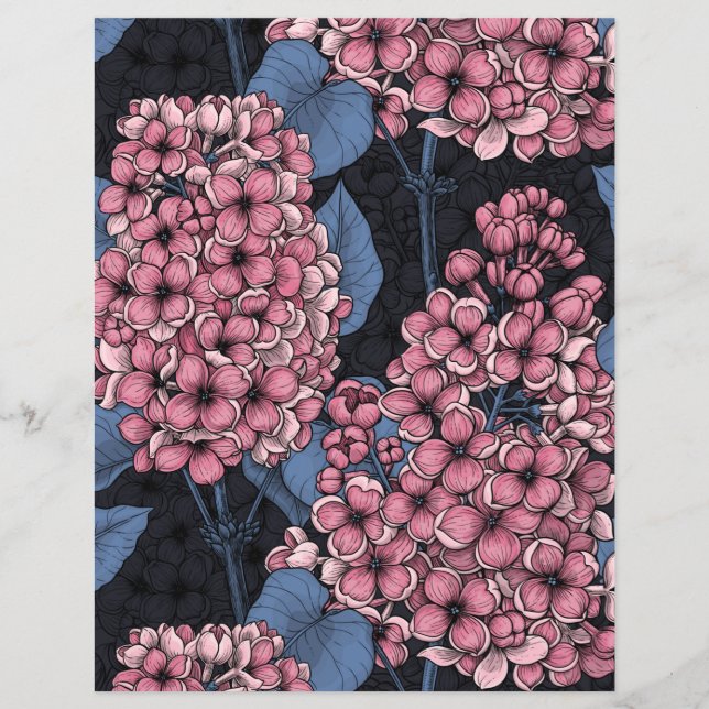 Lámina Lílago rosado sobre azul oscuro (Anverso)