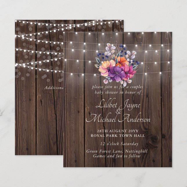 Lámina Lilibet Baby Shower Invite - Naranja ruso morado (Anverso / Reverso)