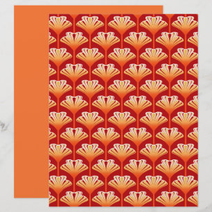 Lámina Lily Art Deco, Naranja Tangerine y Oro