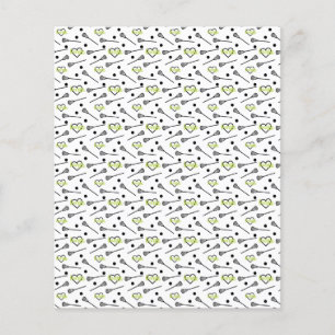 Lámina Lime Green White Lacrosse Sticks & Heart Scrapbook