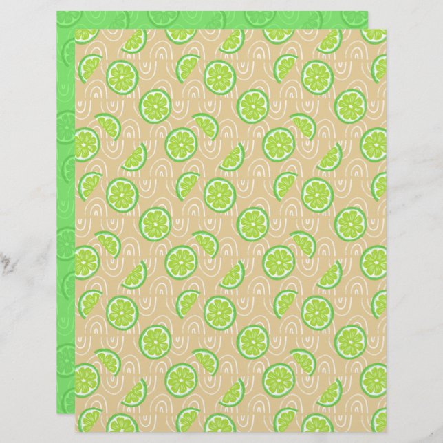 Lámina Lime Scrapbook Paper (Anverso / Reverso)