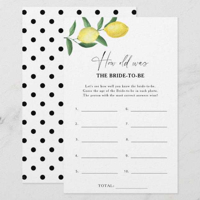 Lámina Limón cítrico - ¿Cuántos años tenía la novia para  (Anverso / Reverso)