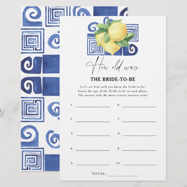 Lámina Limón cítrico - ¿Cuántos años tenía la novia para  (Anverso / Reverso)