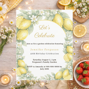 Lámina Limones de cumpleaños cítricos verano jardín invit