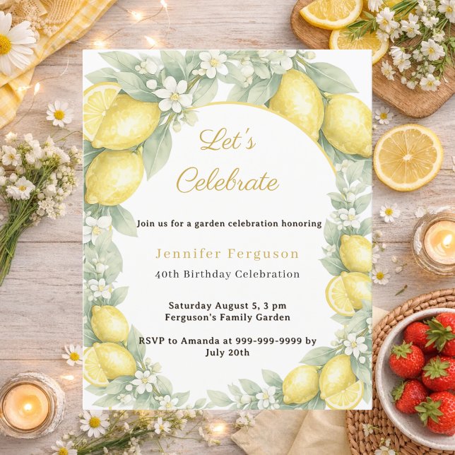 Lámina Limones de cumpleaños cítricos verano jardín invit (Subido por el creador)