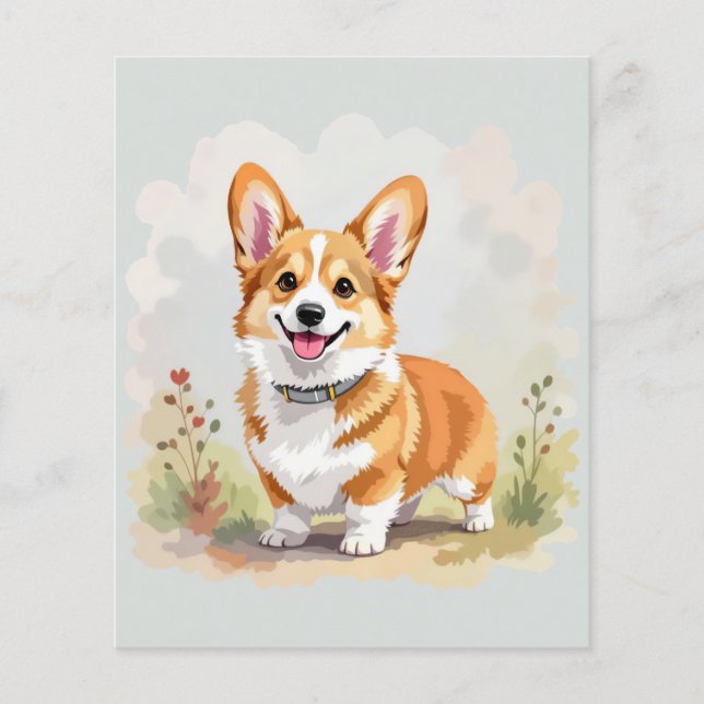 Lámina Lindo perro Corgi Galés de Pembroke Rojo (Anverso)