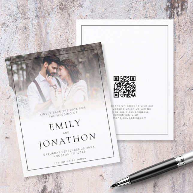 Lámina Línea De Foto Presupuestaria Código QR Boda Guarda (Front and back view. Smaller budget price alternative. Part of a large wedding collection )