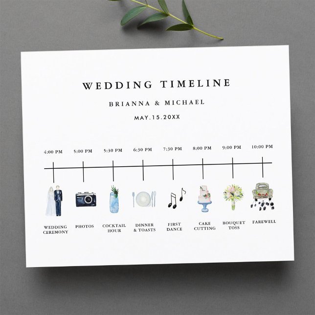 Lámina Línea de tiempo del Día de la boda de la acuarela  (Subido por el creador)