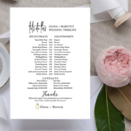 Lámina Línea de tiempo del día mínimo de la boda del guió