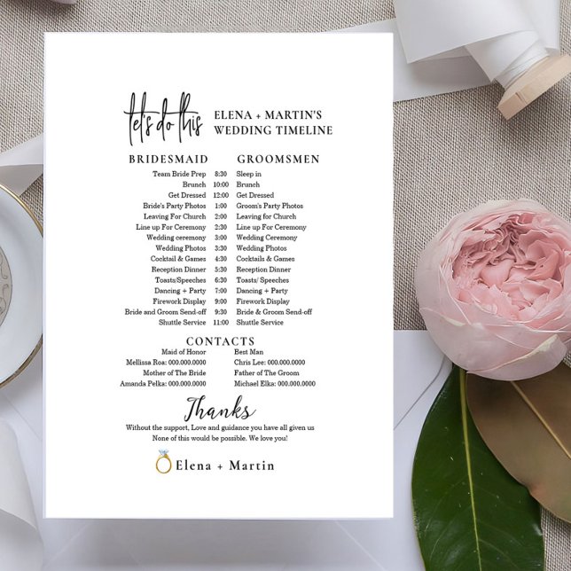 Lámina Línea de tiempo del día mínimo de la boda del guió (Subido por el creador)