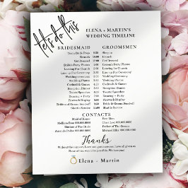 Lámina Línea de tiempo mínima del día de boda del guión d