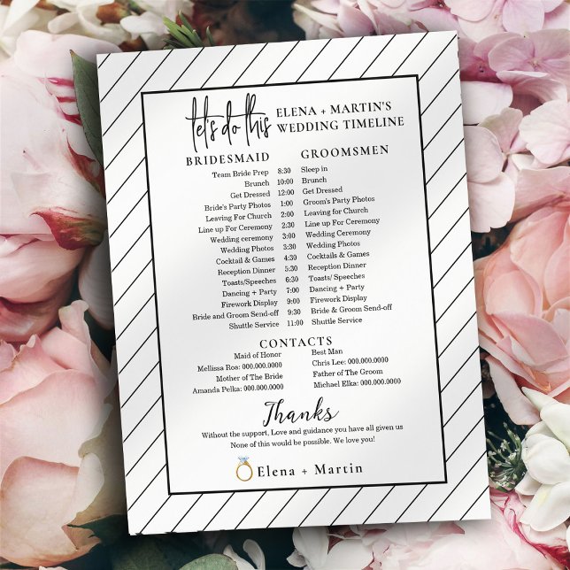 Lámina Línea de tiempo mínima del día de la boda del text (Subido por el creador)