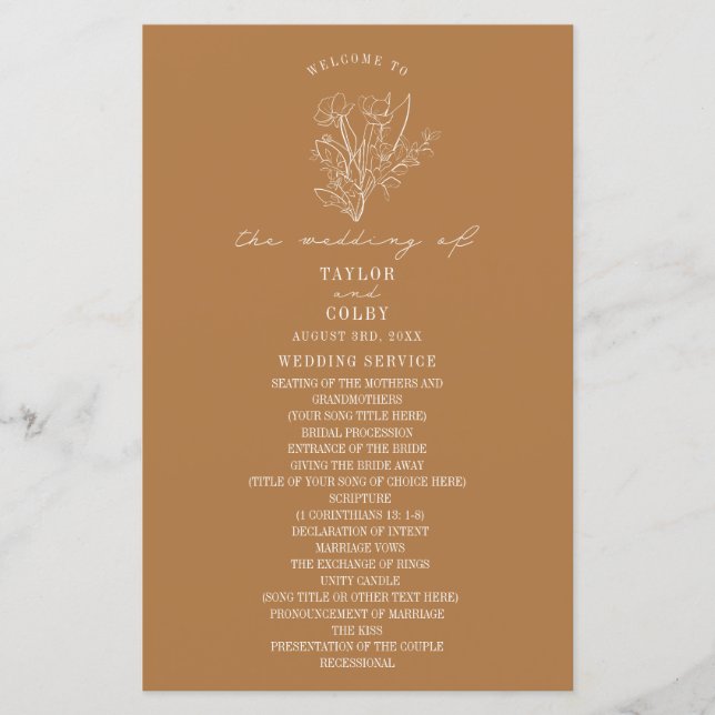 Lámina Línea floral Arte Goldenrod Boda amarillo (Anverso)