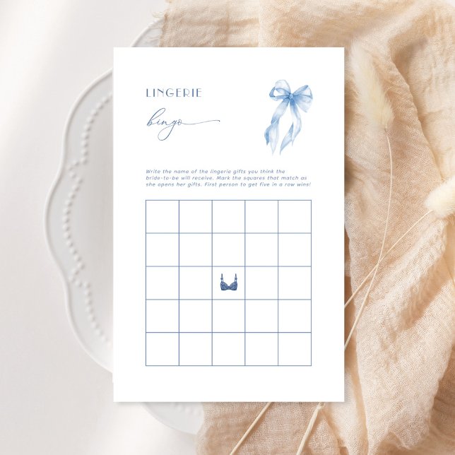 Lámina Lingerie Bingo Blue Bow Bridal Shower Game (Subido por el creador)