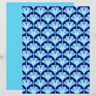 Lámina Lirio Art Deco, Azul cobalto, Aqua y Blanco