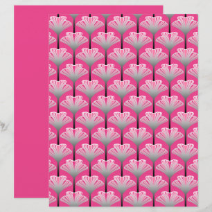 Lámina Lirio Art Deco, fucsia rosa y gris plateado