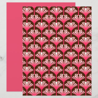 Lámina Lirio art déco, marrón chocolate y rosa coral
