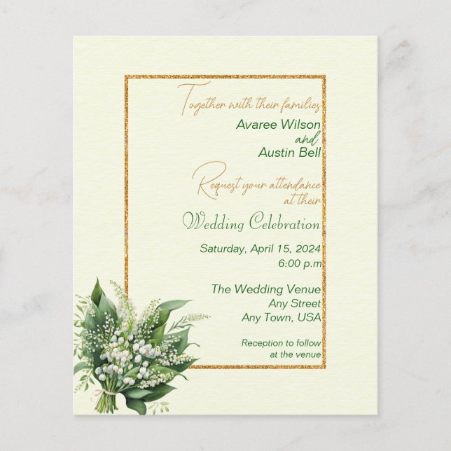 Lámina Lirio de la invitación a la boda del presupuesto d (Anverso)