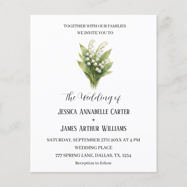 Lámina Lirio del Valle Blanco Floral Acuarela Boda (Anverso)