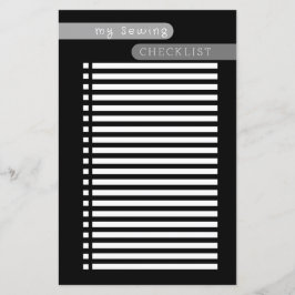 Lámina lista de control de costura blanco negro