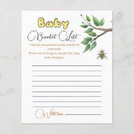 Lámina Lista de cubo de Baby Shower de Honey Bee